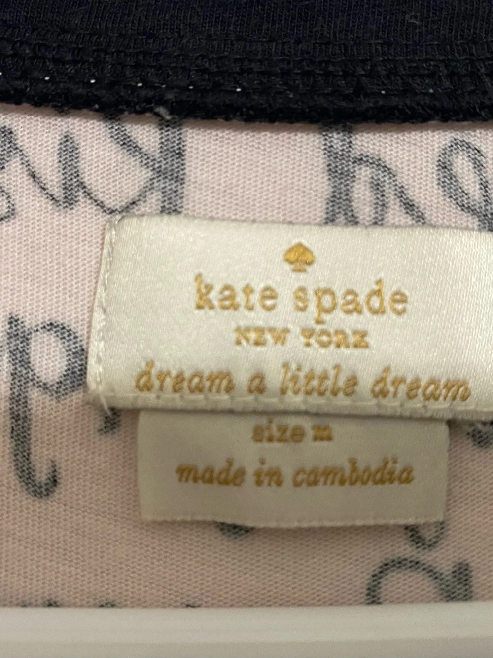 kate spade Pink Script Print Dress with Black Trim
